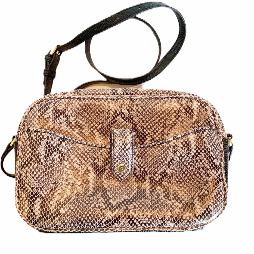 G.I.L.I. Leather Snakeskin Embossed Crossbody Bag